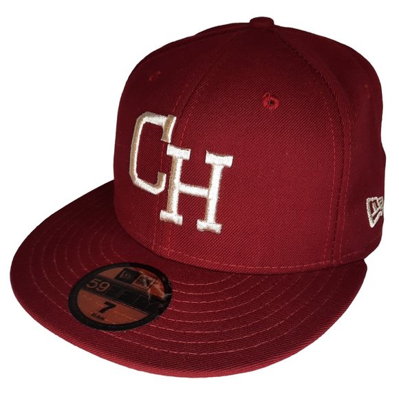 NWT New Era CH Monogram Initials Letters 59Fifty Fitted Cap Hat MAROON DARK RED